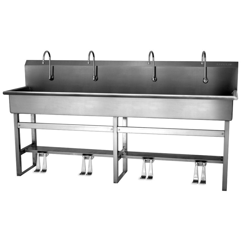 Stainless Steel Four-Person Hands-Free Floor Mounted Wash Station