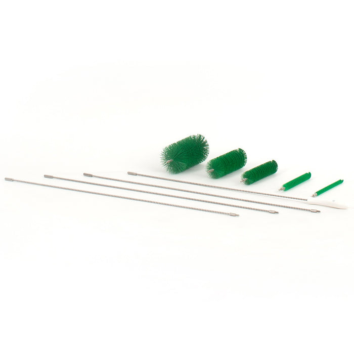 9-Piece Multi-Size Tube Brush Kit - 10ft Stainless Flex Hdl