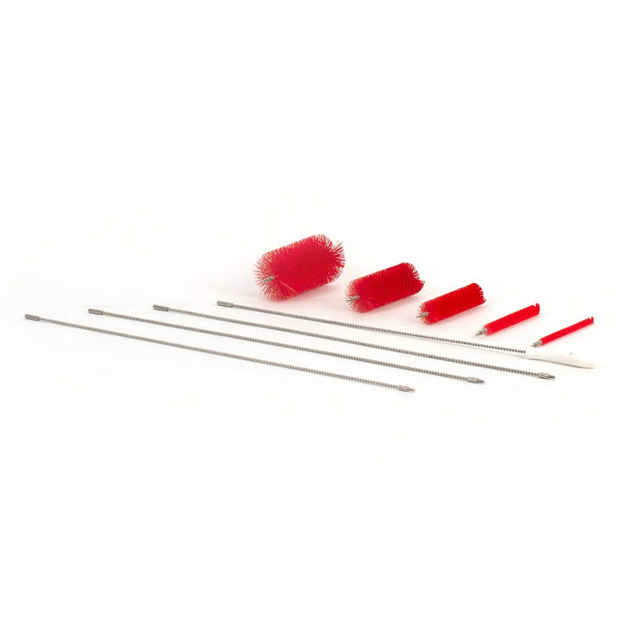 9-Piece Multi-Size Tube Brush Kit - 10ft Stainless Flex Hdl