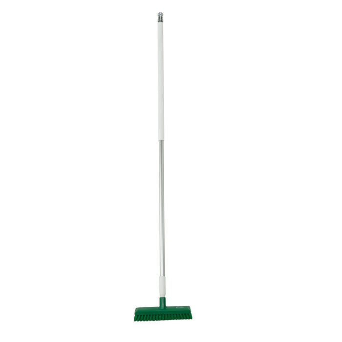 11" Waterfed Floor Scrub Medium Stiff w/ 60" Handle & Hose Coupler