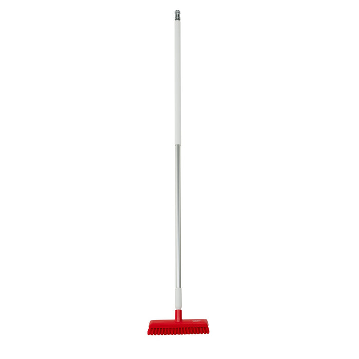 11" Waterfed Floor Scrub Medium Stiff w/ 60" Handle & Hose Coupler
