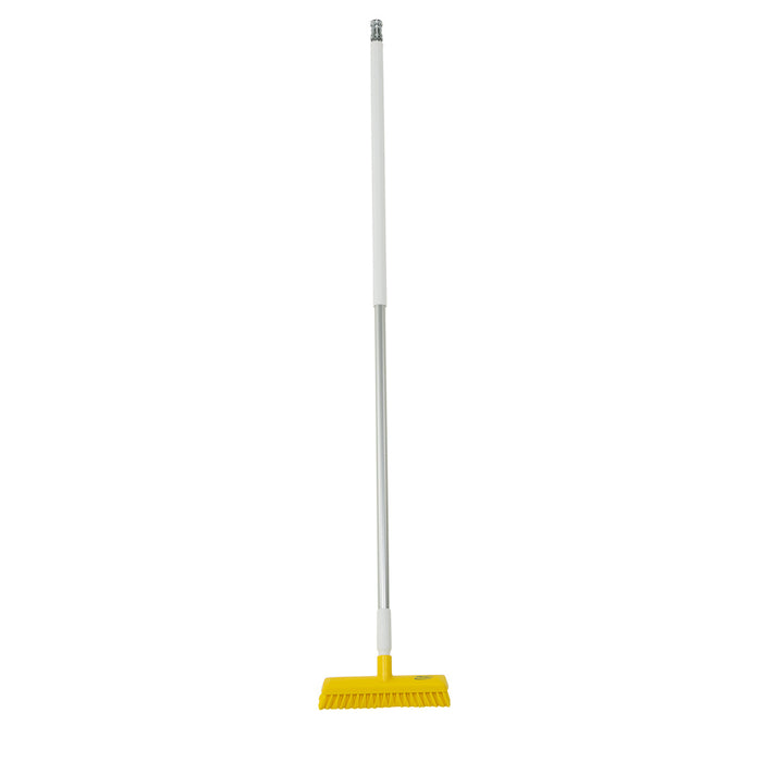 11" Waterfed Floor Scrub Medium Stiff w/ 60" Handle & Hose Coupler
