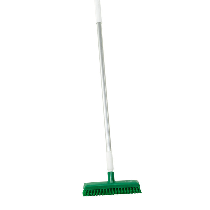 11" Waterfed Floor Scrub Medium Stiff w/ 60" Handle & Hose Coupler